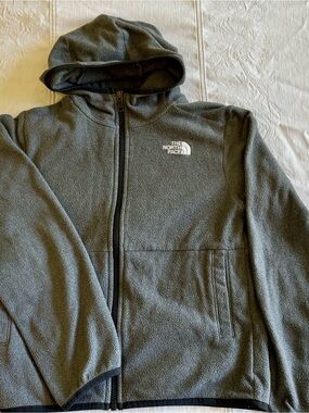 The North Face Kid’s Gray Full-Zip Hooded Fleece